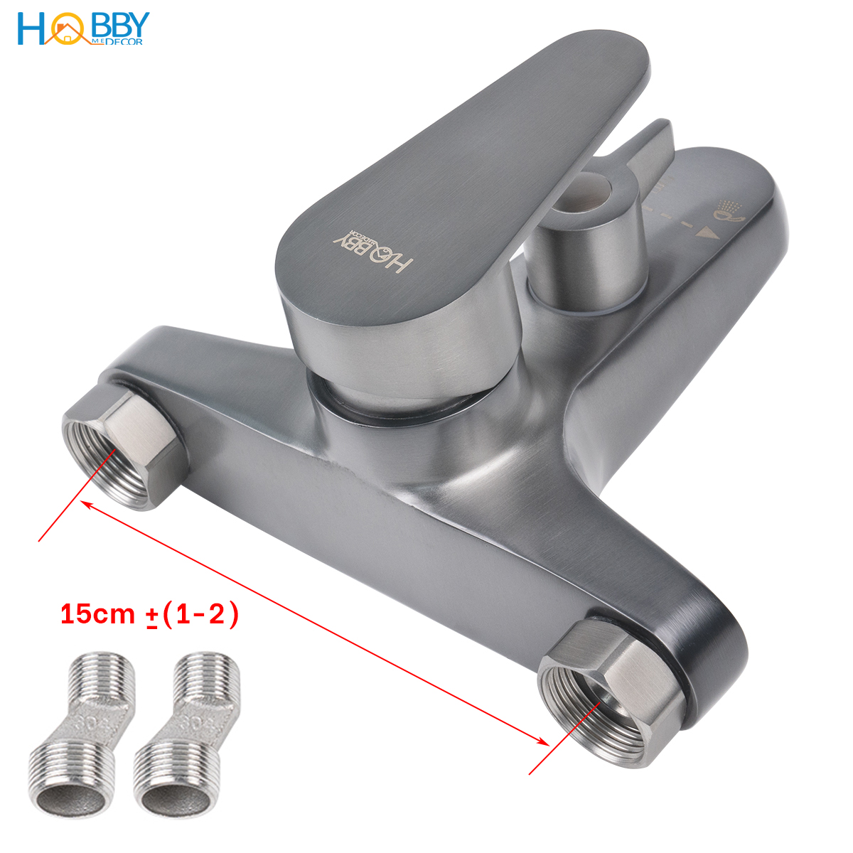 Combo củ sen tay sen nóng lạnh inox 304 sơn xám Hobby home decor CBX1