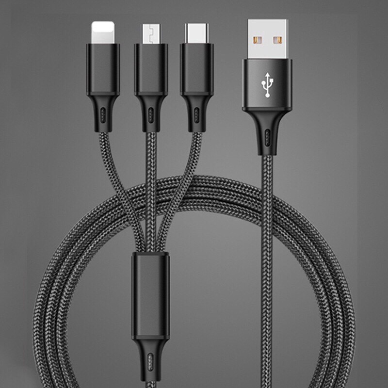 Cáp Sạc 3 Đầu Lightning, Micro USB, Type C -LP-116