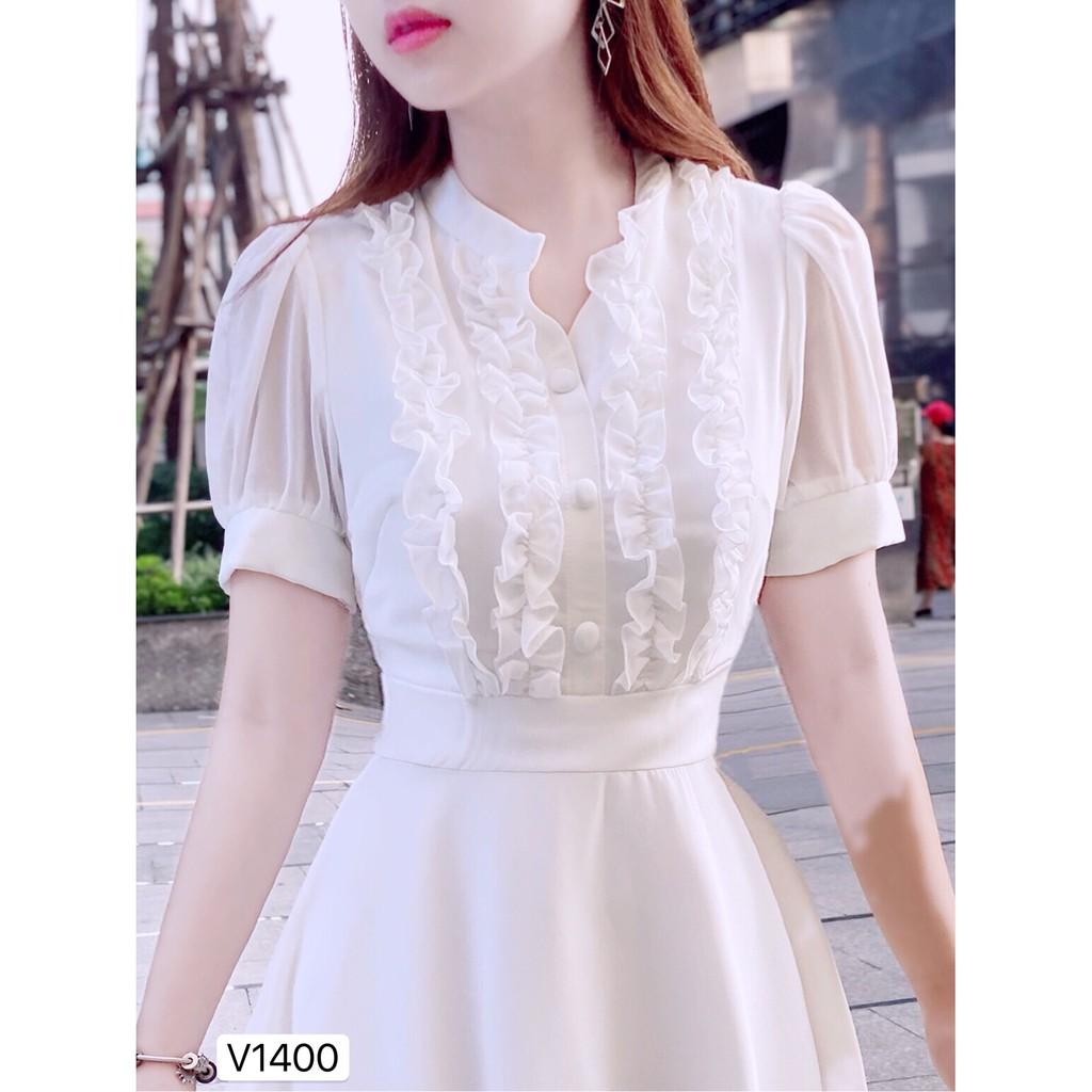 Váy trắng xòe bèo ngực V1400 - ĐẸP SHOP DVC