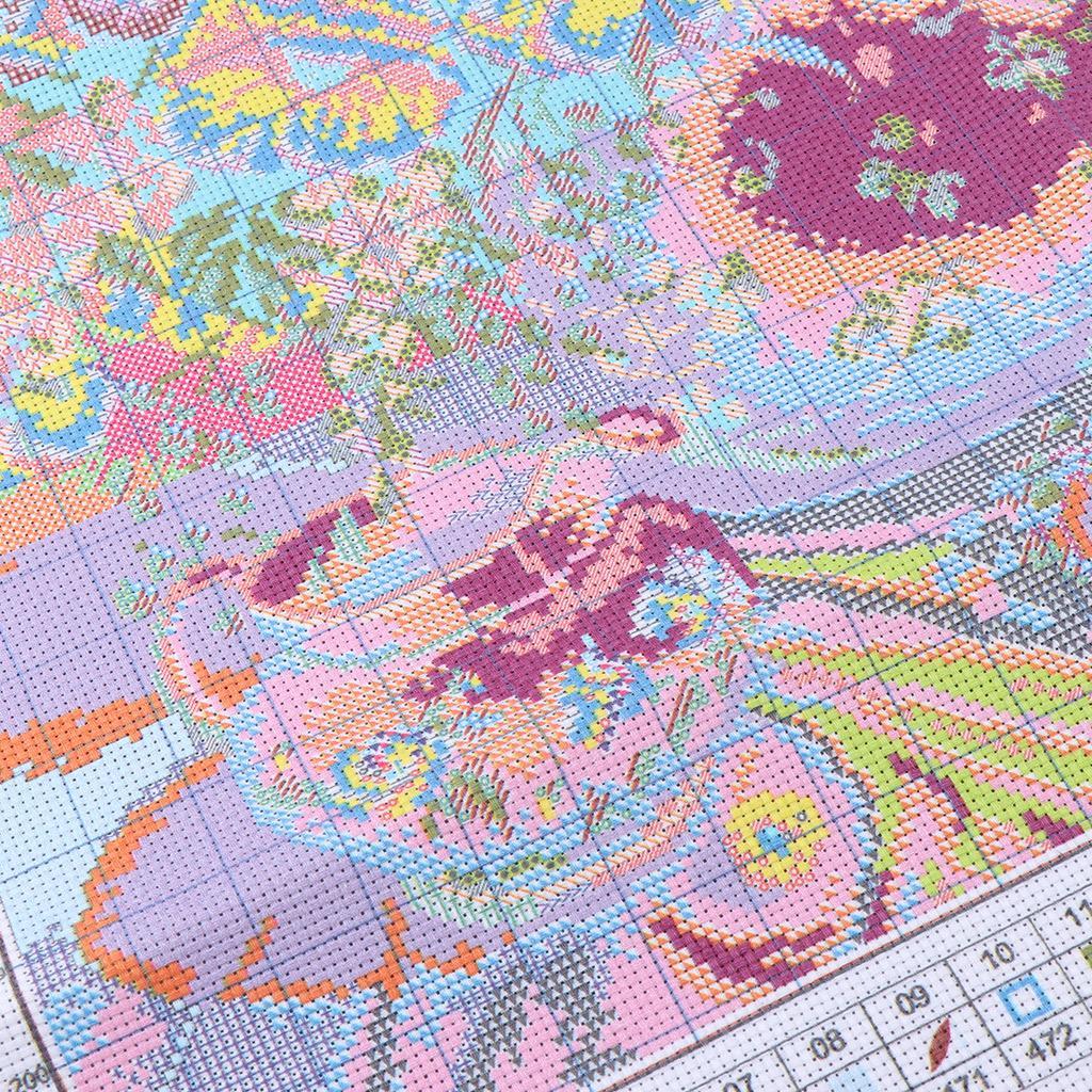 Flowers Cherry Stamped Cross Stitch Embroidery Kit 14CT Counted Dimensions