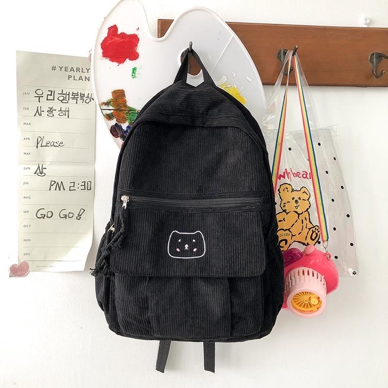 Balo vải nhung hoạt hình ulzzang xinh xắn