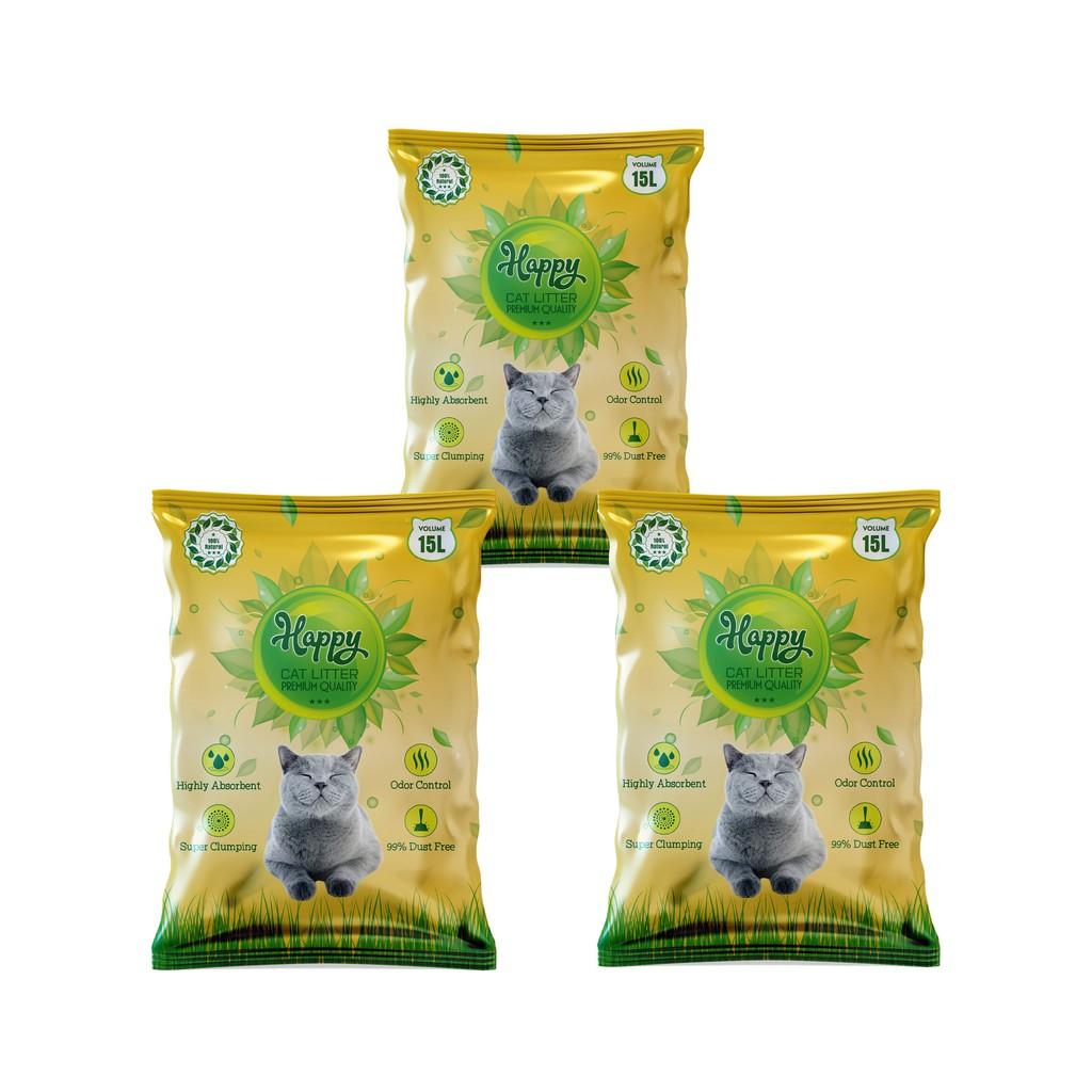 Cát vệ sinh cho mèo siêu Khử Mùi và Kháng Khuẩn Happy Gold 15L