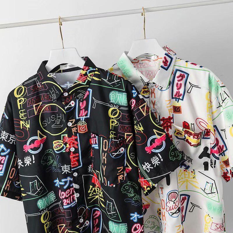 Áo sơ mi nam tay ngắn in họa tiết thời trang