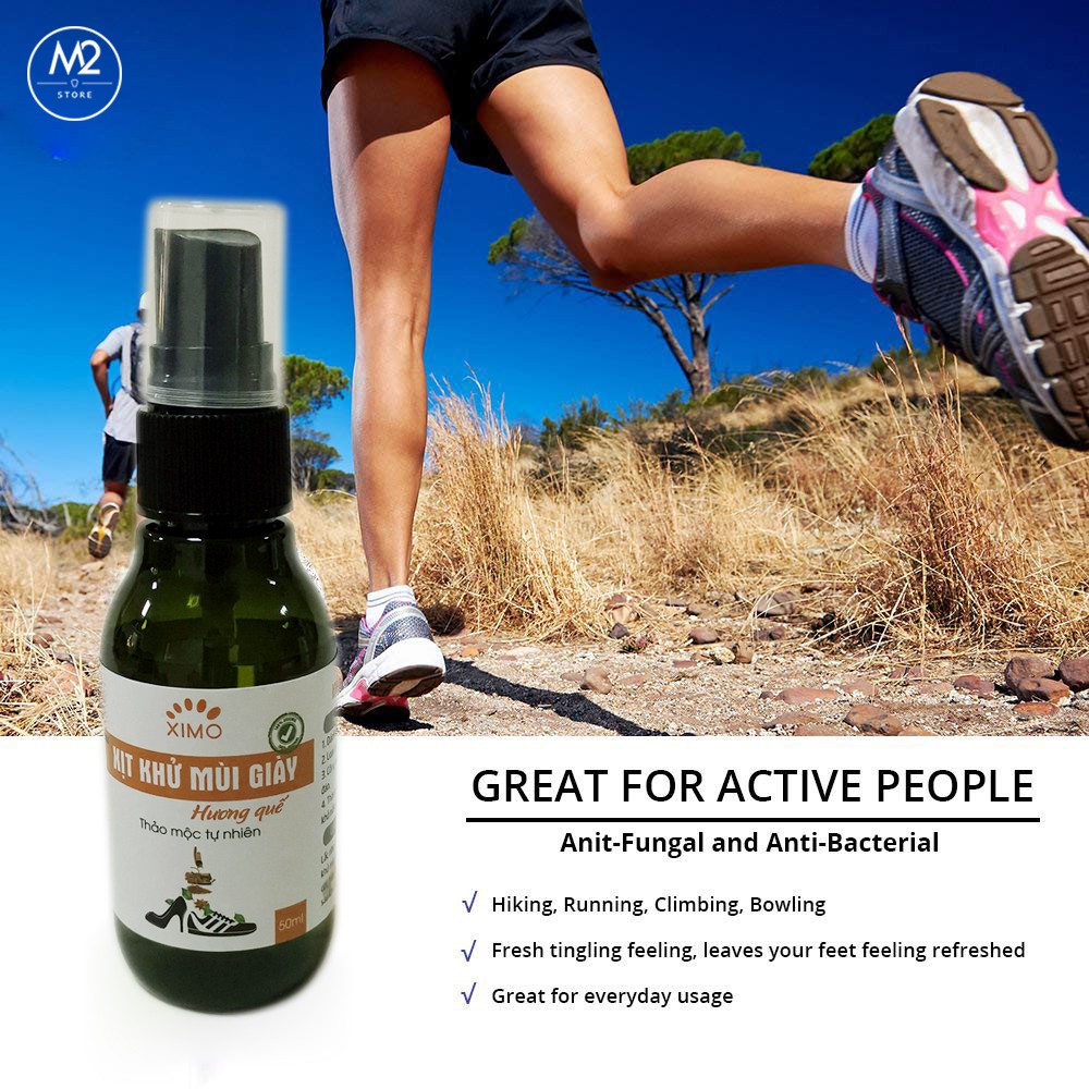 Xịt khử mùi hôi giày Hương Quế, Hương Chanh, Hương Xả Nano Bạc XIMO đánh bay mùi hôi chân, giày, túi