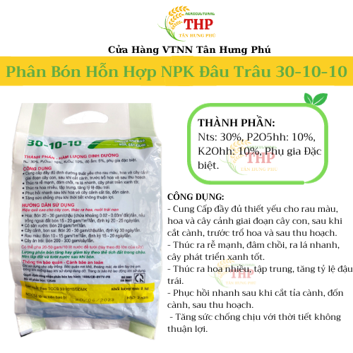 Phân Bón Hỗn Hợp NPK Đầu Trâu 30-10-10 | PHÂN BÓN ĐẦU TRÂU | PHÂN BÓN