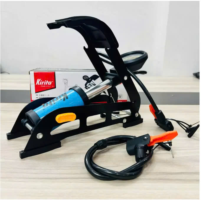 Bơm xe đạp chân Kirito nhật bản cao cấp 1-2-3 xilanh nén sử dụng bơm xe đạp, xe máy, ô tô, đệm, bóng