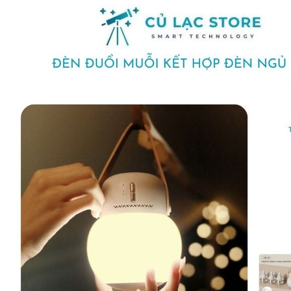 Đèn xông tinh dầu đuổi muỗi kết hợp đèn ngủ thông minh có hẹn giờ dùng pin sạc