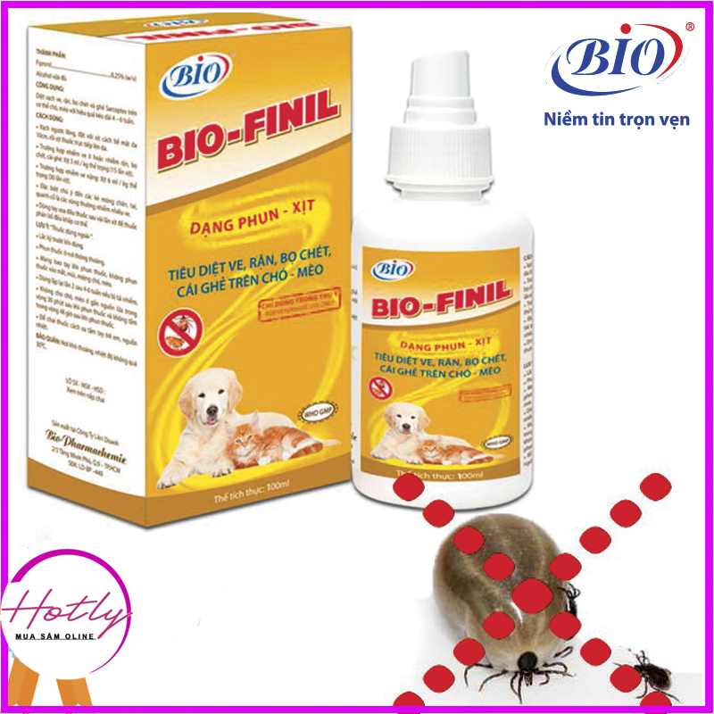 Thuốc xịt BIO-FINIL tiêu diệt ve bọ chét rận ghẻ trên da chó mèo siêu hiệu quả-79203