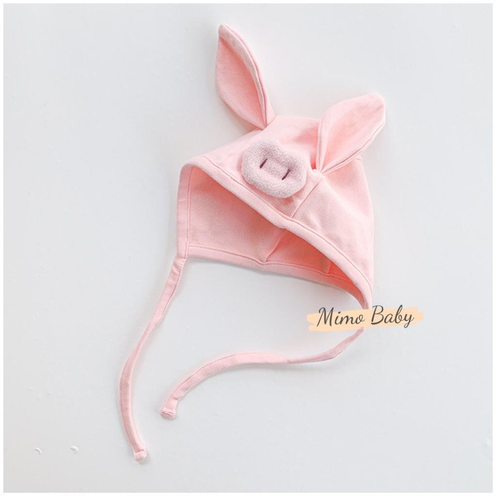 Mũ cotton buộc dây hình heo hồng dễ thương cho bé Mimo Baby MD154