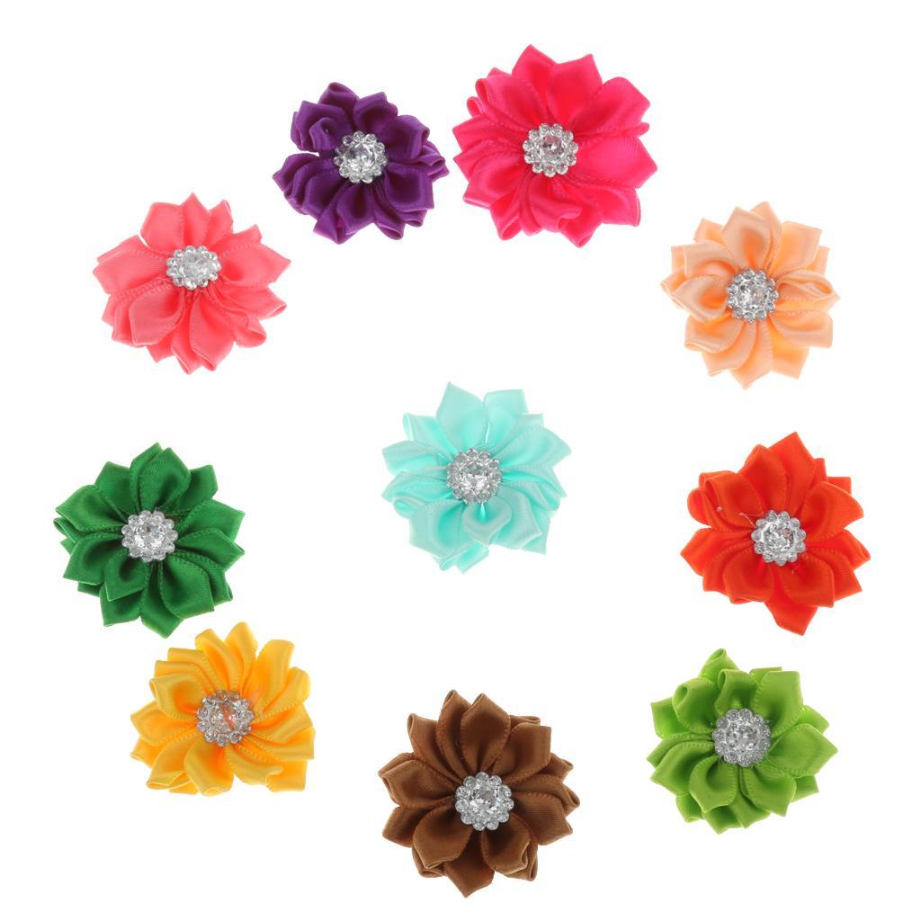 10pcs Satin Ribbon Flower Craft DIY Accessory Wedding Appliques Multi-color