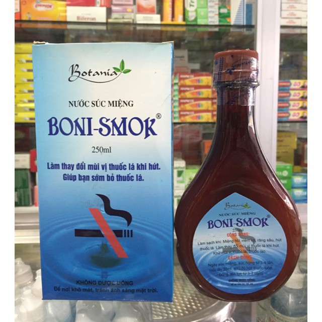 Nước Súc Miệng cai hút thuốc BoniSmok - Giúp làm sạch răng miệng, giúp cho hơi thở thơm tho, làm giảm vị khi hút thuốc