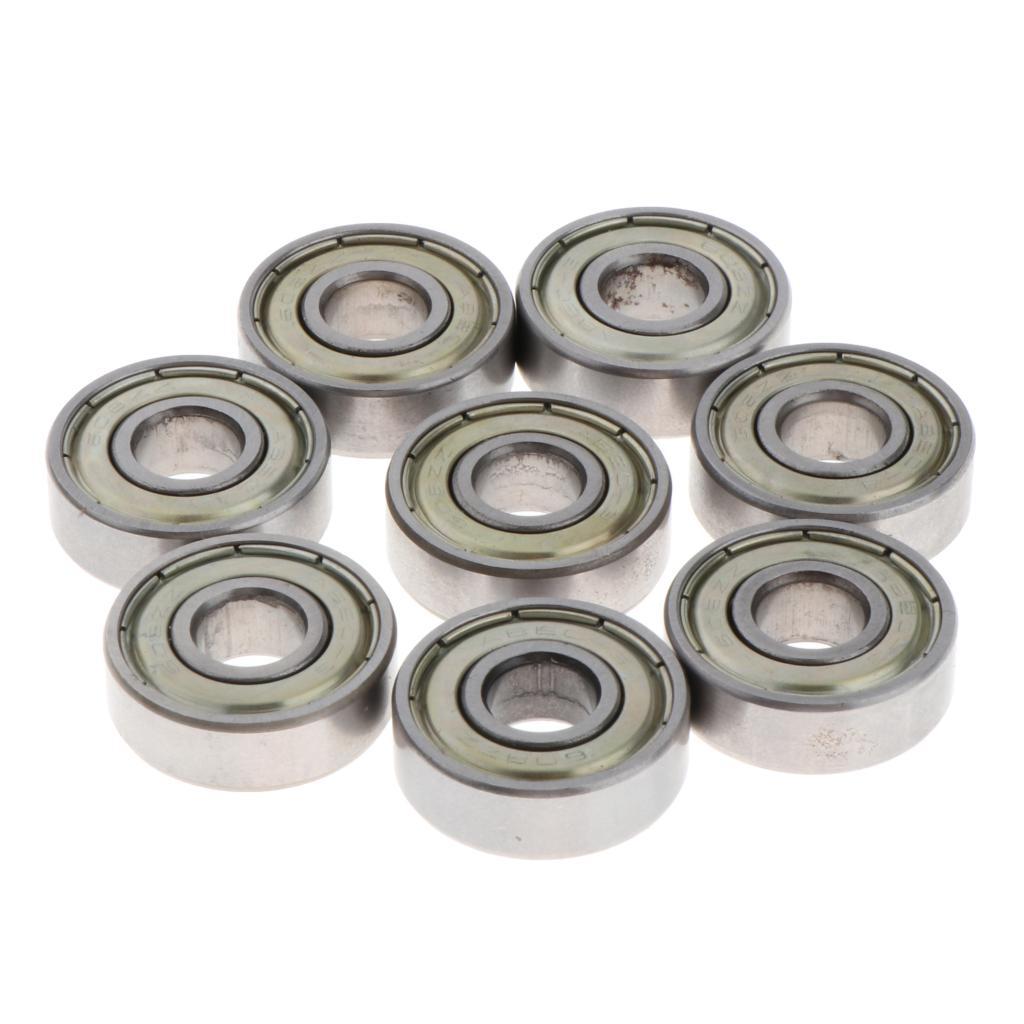 8 Pieces Silver Premium ABEC-7 Precision 608 Z Skateboard Ball Bearing Skate Board Deck Longboard Bearings for Scooter Inline and Roller Skates