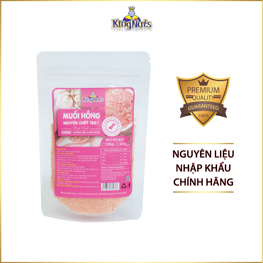 Muối hồng Himalaya KingNuts 100g - Dòng sản phẩm muối hồng organic nhập Paskistan, tự nhiên, tinh khiết, giàu khoáng chất, dùng để nấu ăn