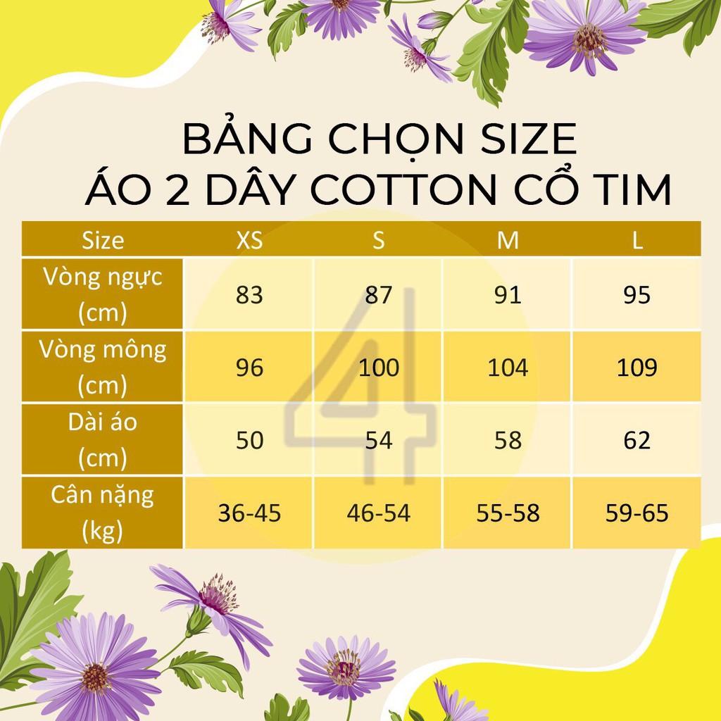 Áo hai dây nữ cổ tim trơn basic 4LOVA chất liệu cotton mềm mại, quyến rũ