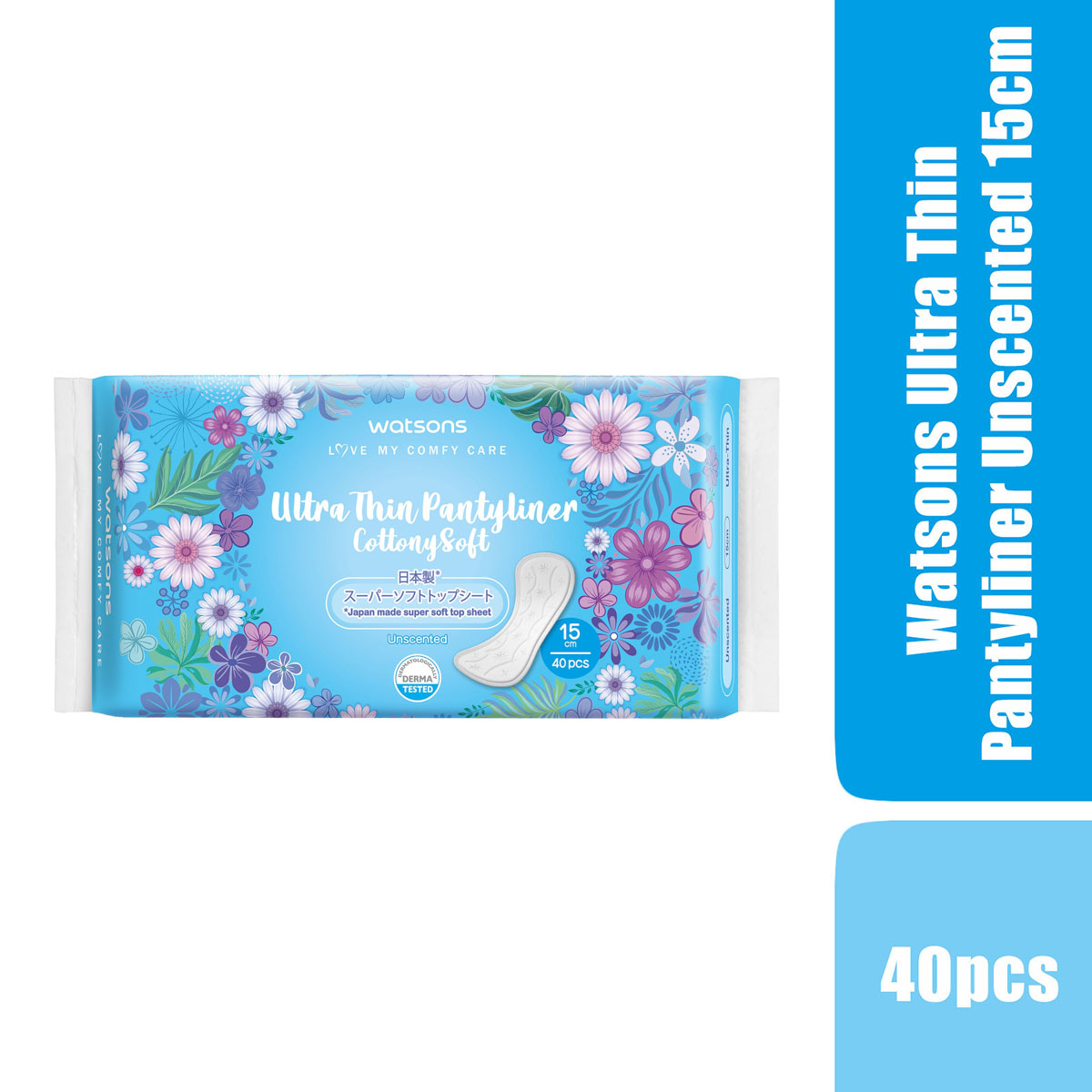 Băng Vệ Sinh Hằng Ngày Watsons Ultra Thin Pantyliner Unscented Cottony Soft Không Hương 15cm 40Miếng