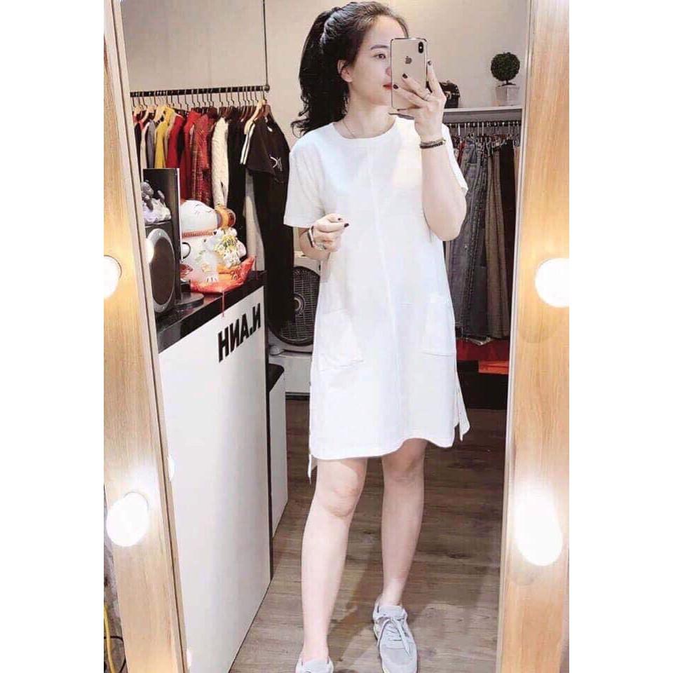 ĐẦM SUÔNG 2 TÚI PHỐI NÚT XINH