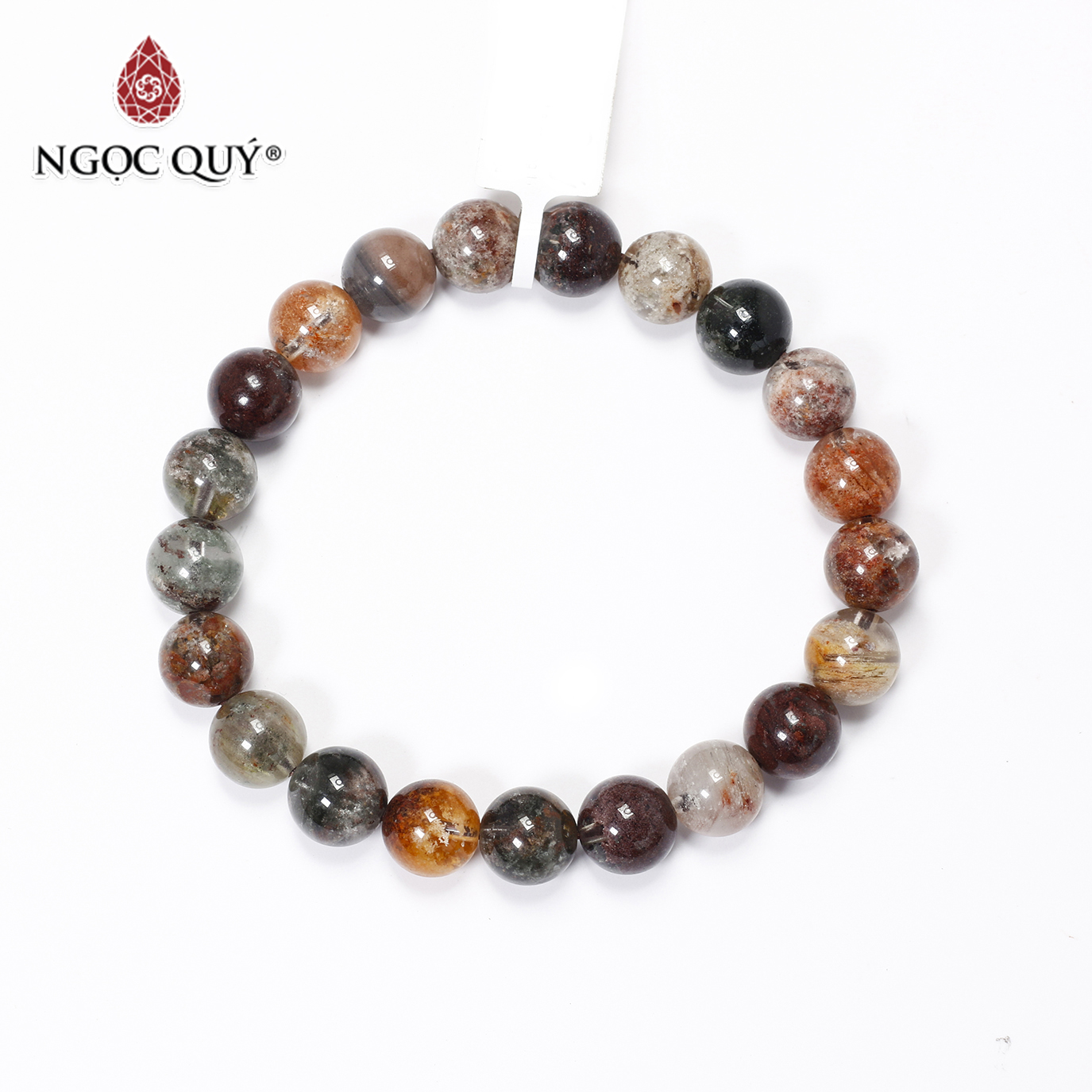 Vòng tay trơn đá thạch anh ưu linh đa sắc size hạt 9mm - Ngọc Quý Gemstones