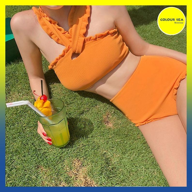 Bikini Vàng Cam 2 mảnh cạp cao (hàng quãng châu)
