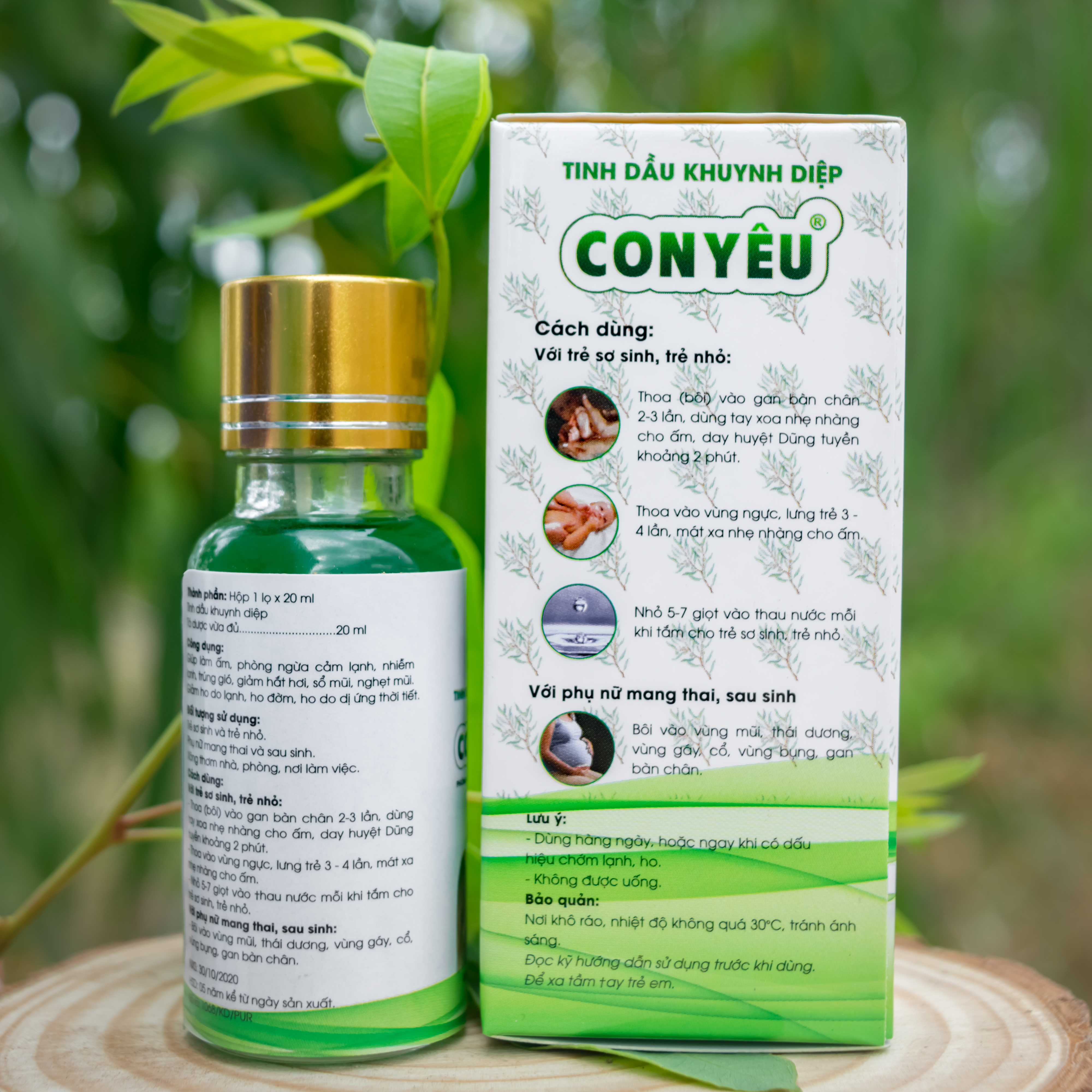 Dầu khuynh diệp Con Yêu làm ấm người, phòng cảm lạnh 20ml -- Tinh dầu thiên nhiên, an toàn cho sức khỏe gia đình