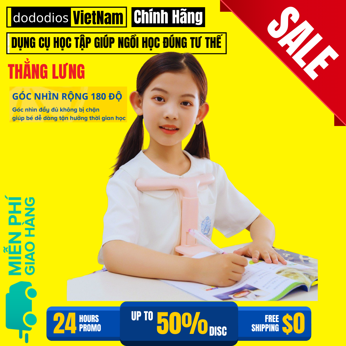 Giá đỡ chống cằm, chống cận thị, hạn chế gù lưng cho bé – Có nhiều nấc chiều cao để lựa chọn – Nhựa an toàn cho trẻ em – Hàng chính hãng dododios – ECO Pink – Hồng