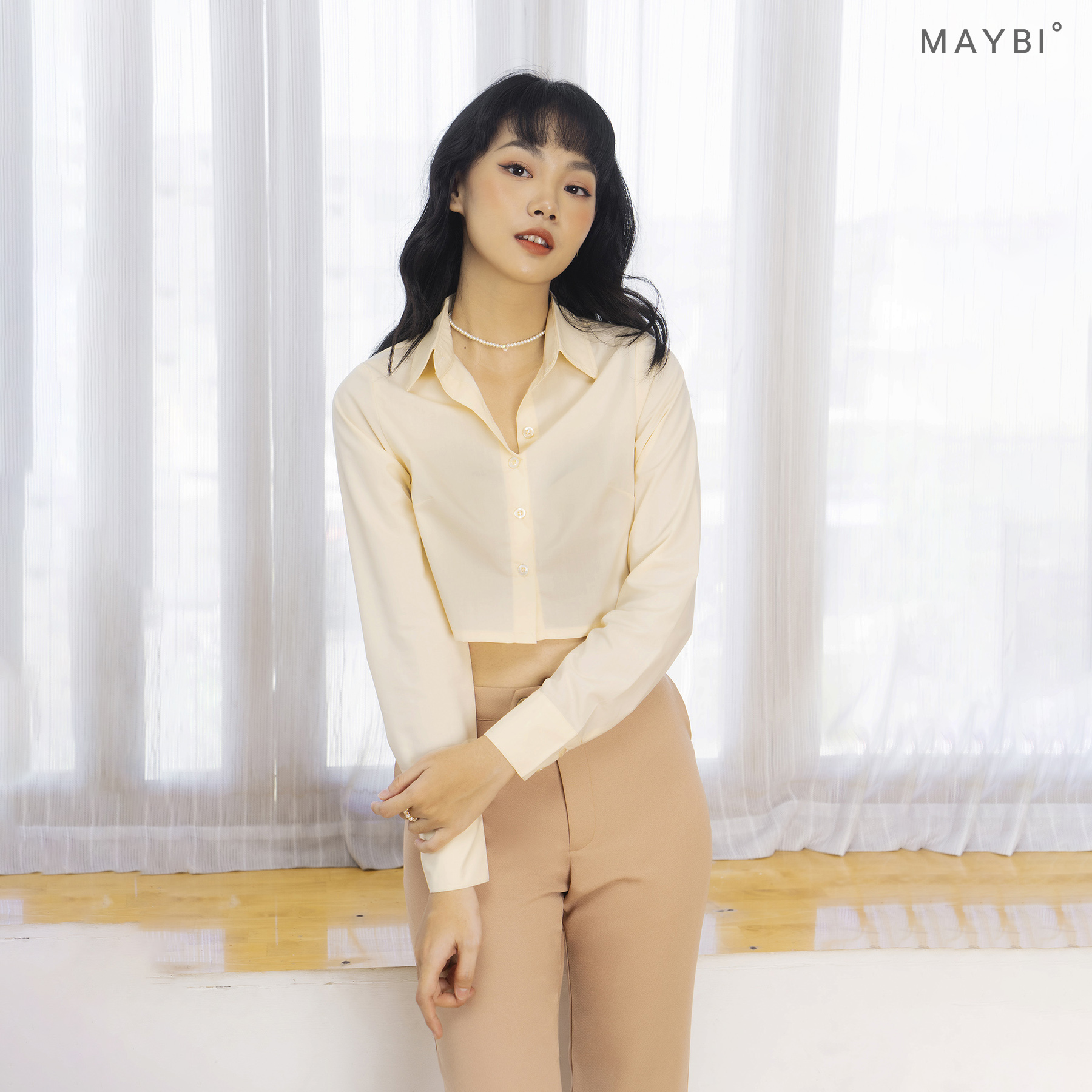 MAYBI - Quần tây beige cơ bản