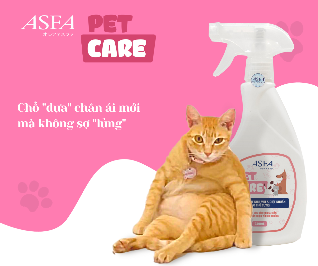 [Combo 2 chai] Nước Xịt Khử Mùi, Diệt Khuẩn Cho Chó Mèo ASFA Pet Care 500ml
