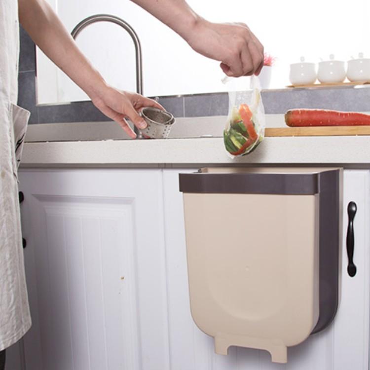 Thùng rác gấp gọn thông minh treo cửa tủ nhà bếp, thùng rác gấp gọn cài cánh cửa tiện lợi sang trọng