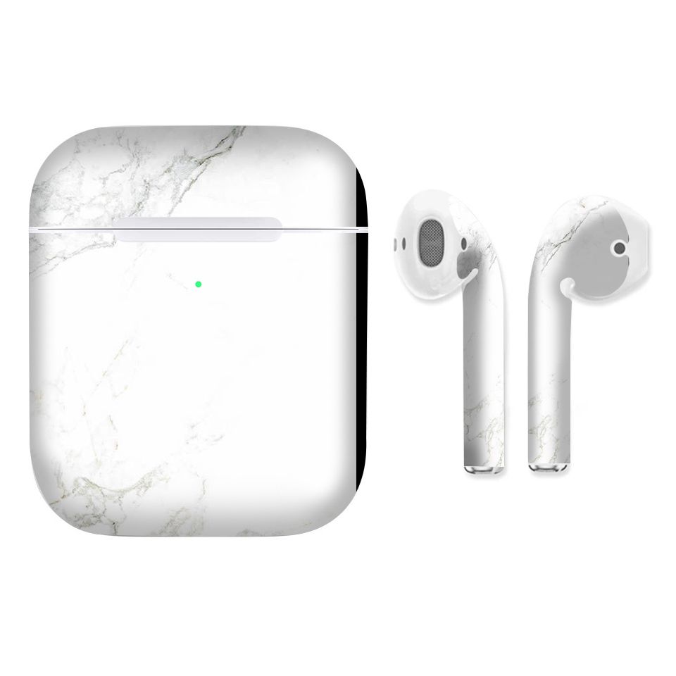 Miếng dán skin chống bẩn cho tai nghe AirPods in hình đá trắng - dah002 (bản không dây 1 và 2