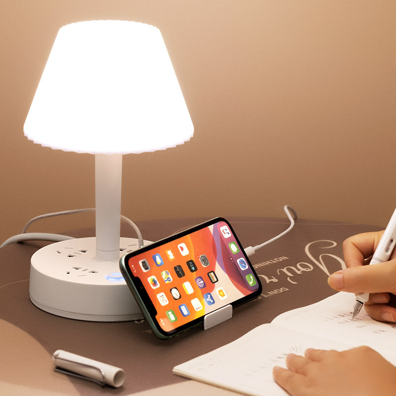 Ổ cắm Điện Đa năng Với 3 Ổ Cắm/ 2 Cổng Sạc USB Cho Điện Thoại -Tích Hợp Đèn Học /Đèn Ngủ Tiện Lợi