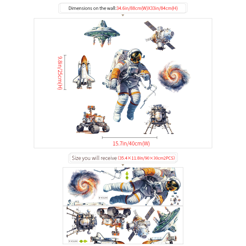 Sticker Giấy Dán Tường Decal Dán tường Tranh Dán Tường Trang Trí Tường Mẫu Thám Hiểm Mặt Trời ZDB-2735