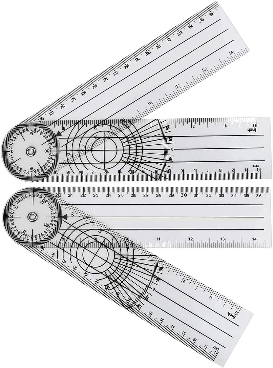 Góc của Rapporteur Rangeter Rappeter Rapporteur với máy đo thang đo thang đo của công cụ đo góc cho hệ thống cột sống mm/inch 2 phần