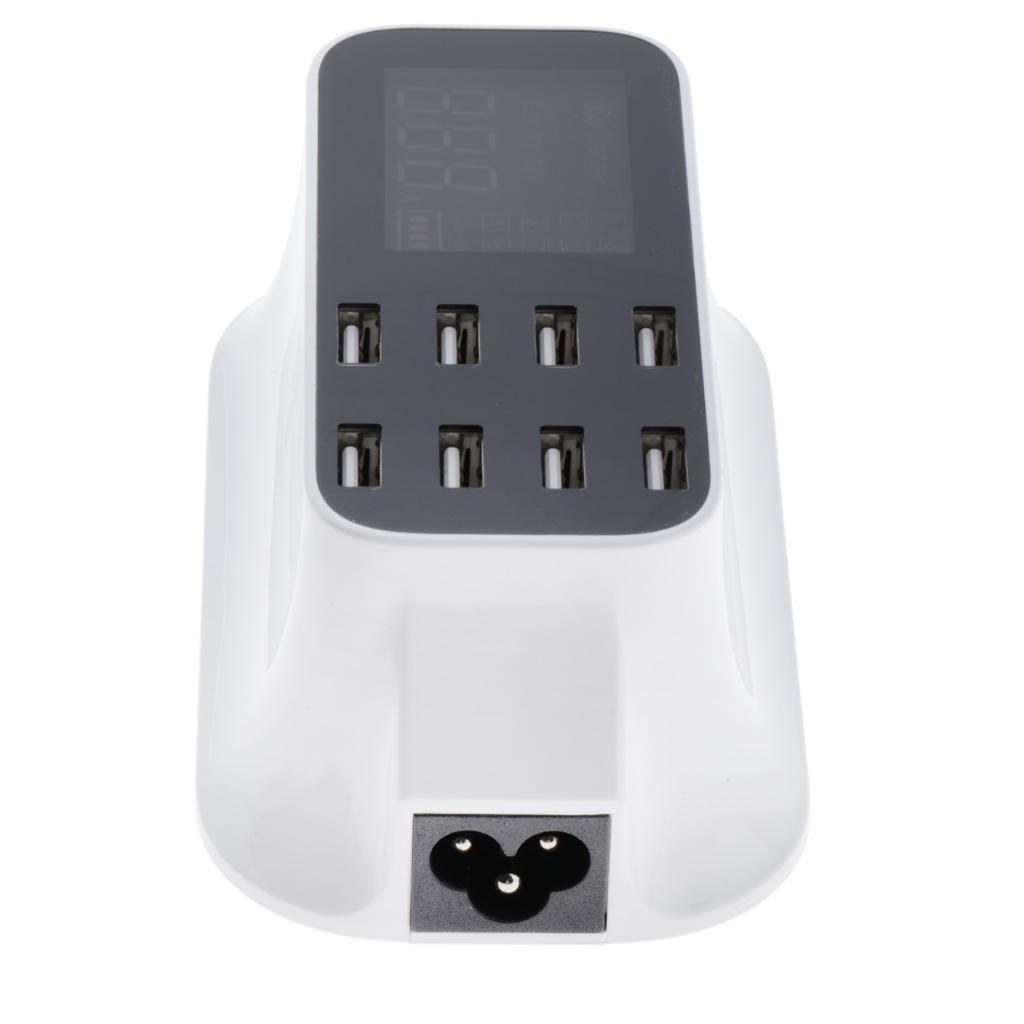 8 Ports USB Charger LCD Display Hub for Laptop Phone Charging EU