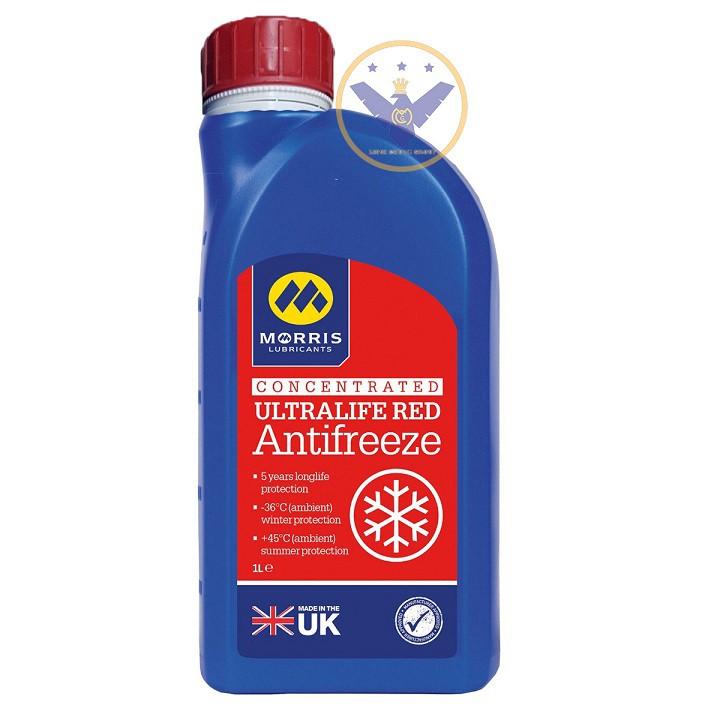 Nước làm mát động cơ xe ô tô màu đỏ 'Morris Ultralife Red Antifrezee lon 1L