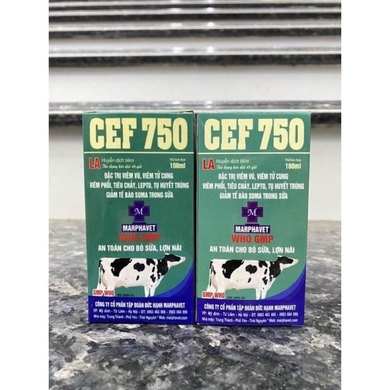 1 lọ CEF 750 100ml dùng cho viêm vú, viêm tu cung trên chó mèo trâu bò lợn gà