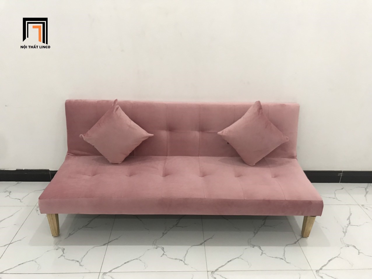 Ghế sofa bed bật giường nằm hồng cánh sen nhiều kích cỡ