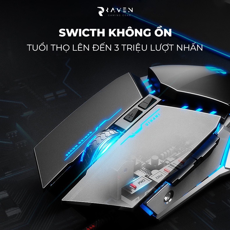 ￼Chuột gaming có dây TEKKIN INPHIC PW2 chuột chơi game máy tính LED 12 màu, khung kim loại, 4000DPI cá tính - hàng nhập khẩu