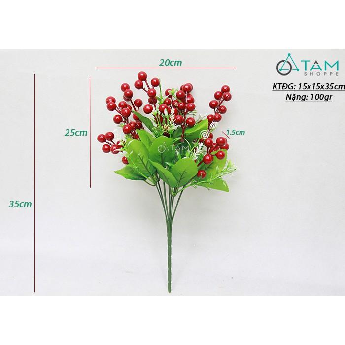 Cành hoa giả trang trí kim cang đỏ D35cm F-CHG-64