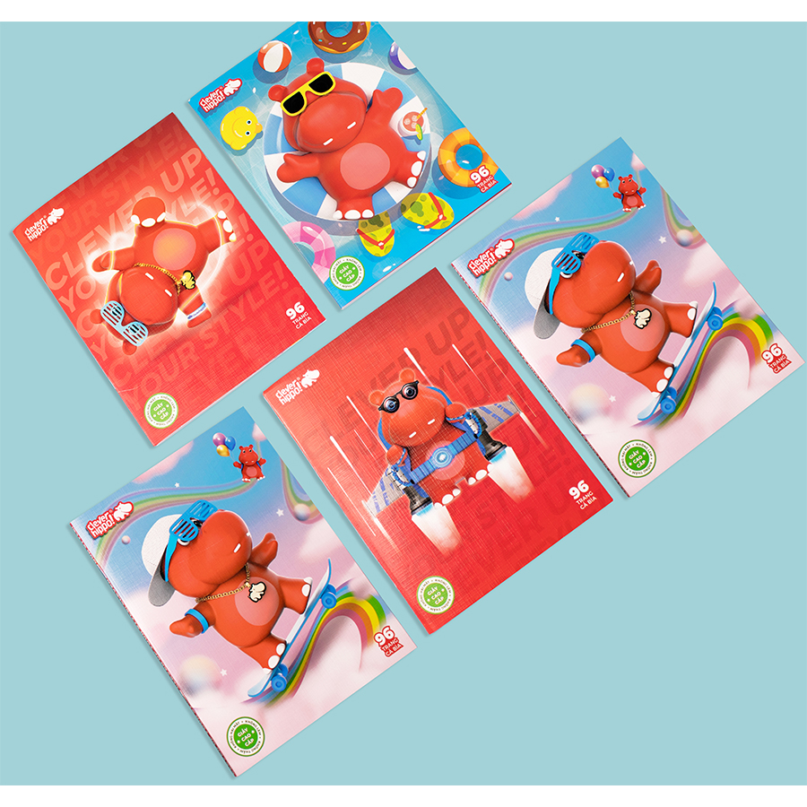 Lô 5 Quyển Vở 4 Ô Ly 96 Trang Clever Hippo CLEVERHIPPO V019605