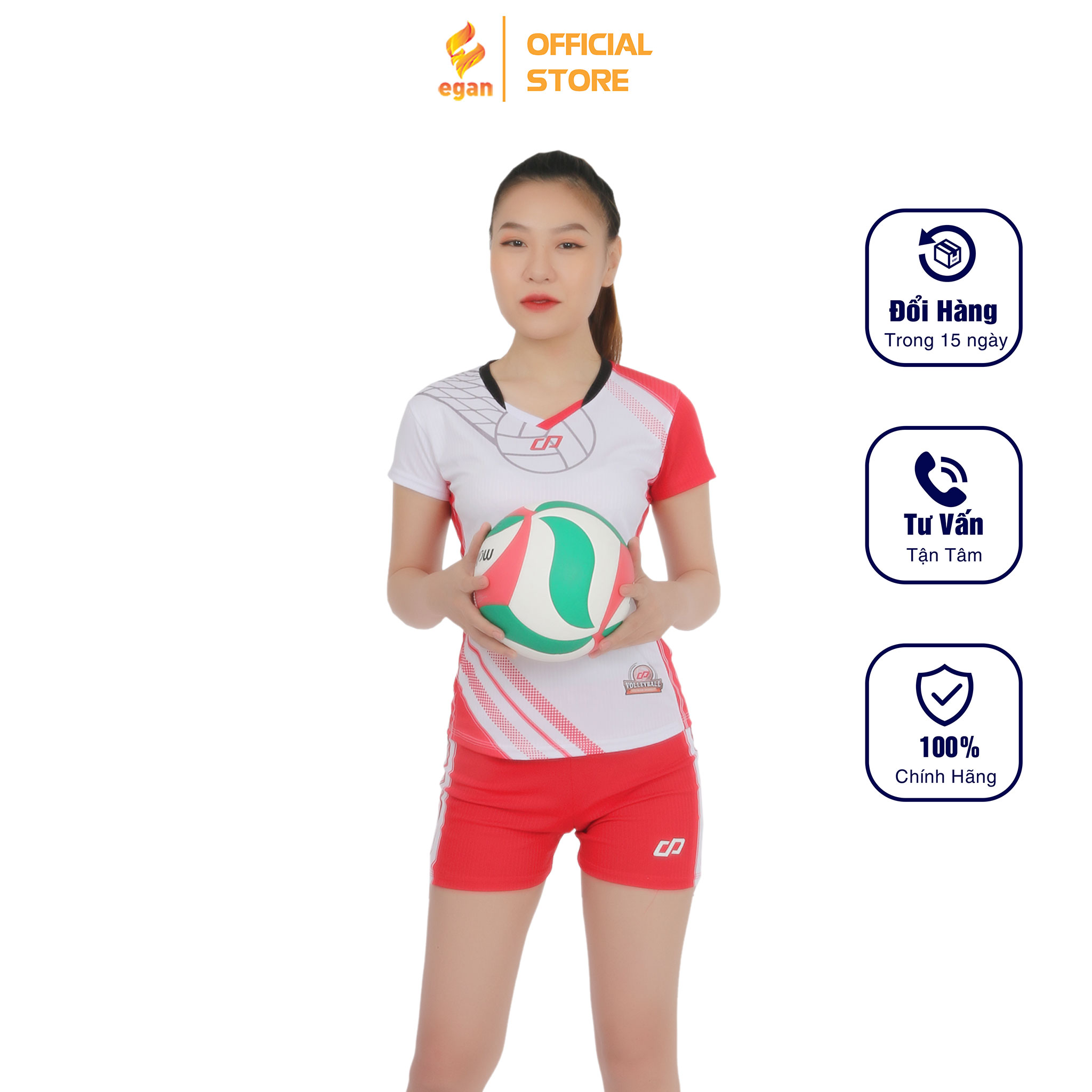 Bộ Quần Áo Thể Thao Bóng Chuyền Màu Trắng Nữ GALVIN – CP SPORT BC03