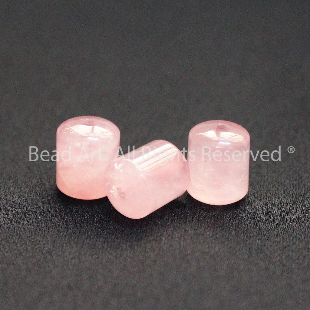 [1 Hạt] 10x8MM Lu Thống Thạch Anh Hồng Madagascar, Pink Quartz Tự Nhiên Loại AAA, Đá Phối Vòng Tay Phong Thuỷ, Chuỗi Hạt, Mặt Dây Chuyền, Mệnh Hoả, Thổ - Bead Art