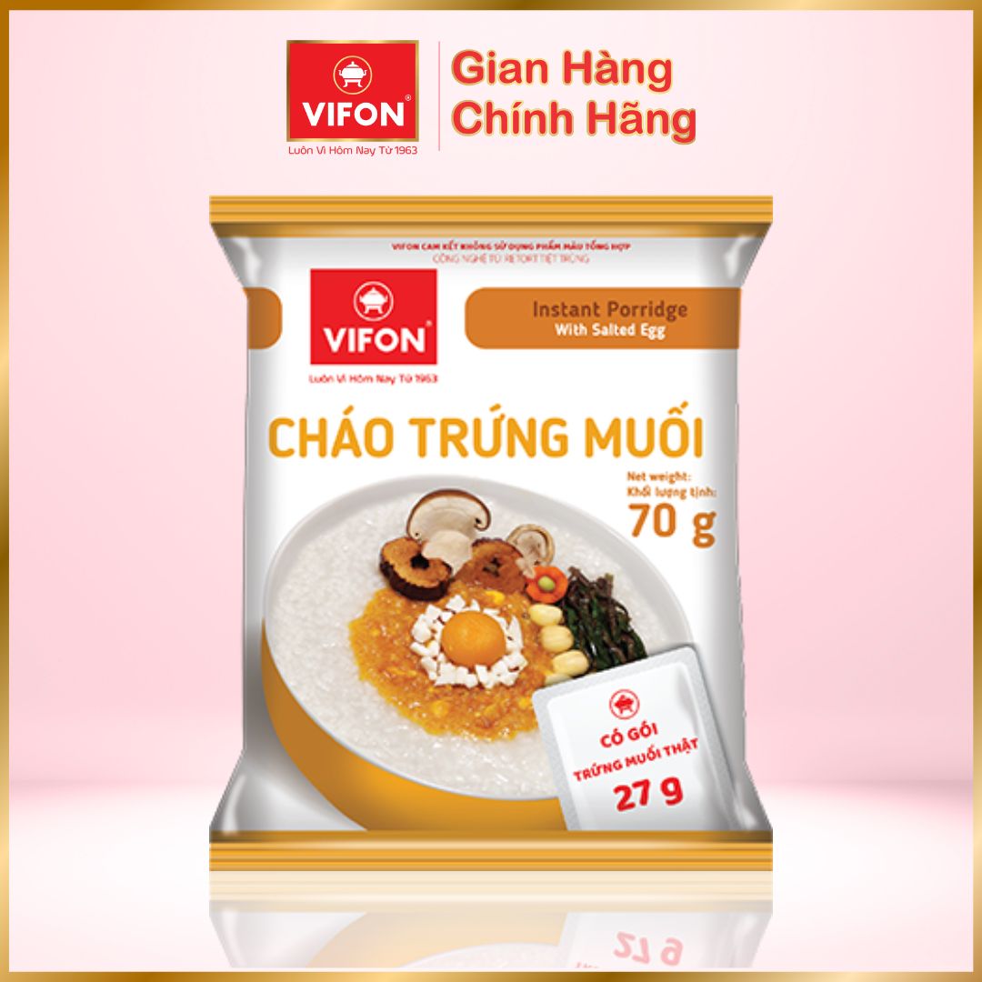 Thùng 50 Cháo Trứng Muối VIFON có Gói Thịt Thật 27gr  (70g / Gói)