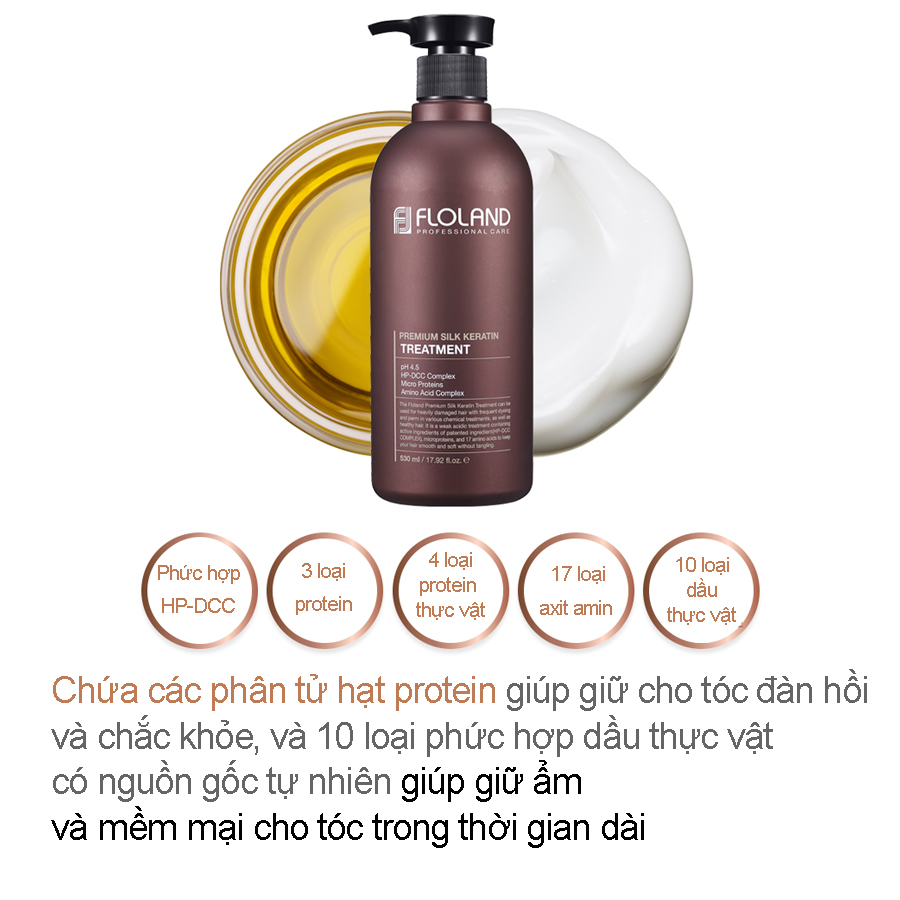 Dầu xả nuôi dưỡng tóc Floland Premium Silk Keratin Treatment