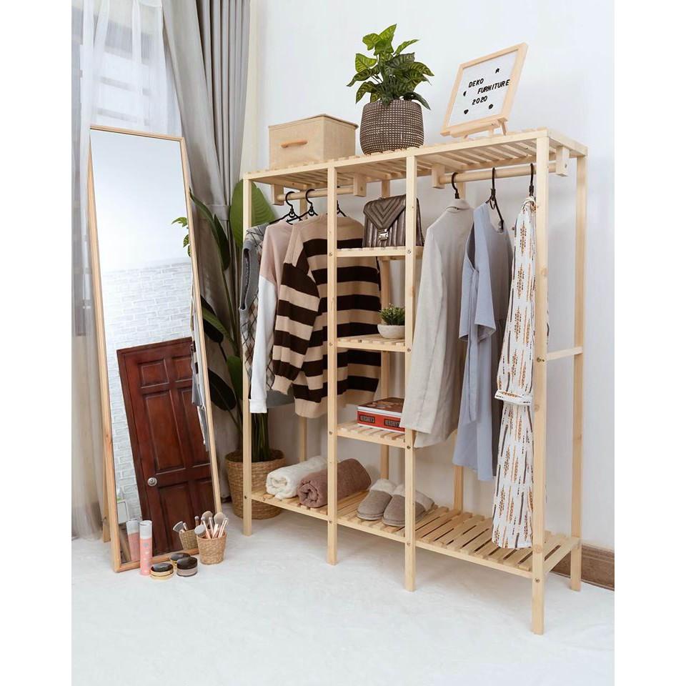 Kệ Treo Quần Aó Tripple Hanger 3 Buồng Gỗ Thông NHập Khẩu
