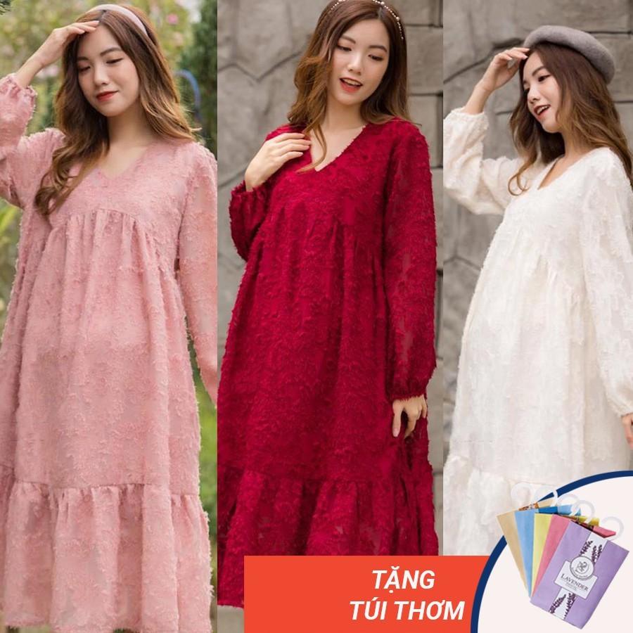 Váy bầu thời trang dự tiệc chất lụa tơ 40-65kg