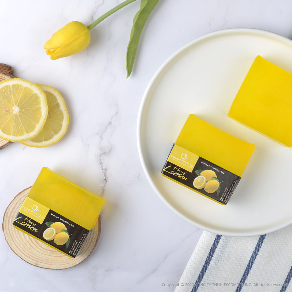Xà Bông Thiên Nhiên Handmade eccomorning Hình Vuông Hương Chanh - Lemon Soap
