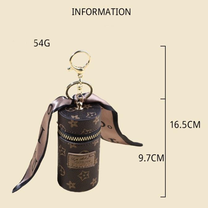 Móc khóa túi xách da mini/ Túi đựng son môi có móc khóa kèm dây lụa (Cái)