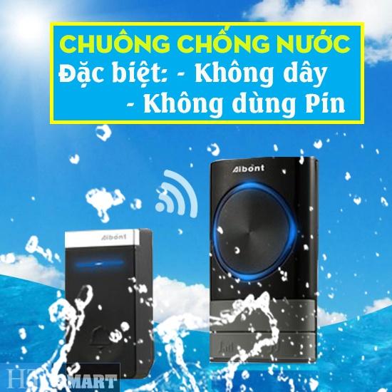 Chuông cửa không dây chống nước, không dùng Pin Aibont cao cấp - Màu Đen