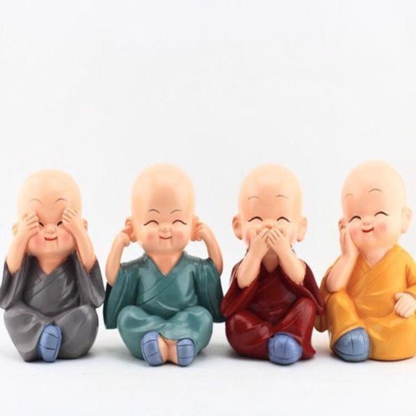 Bộ tượng tứ không - bộ tượng 4 chú tiểu trang trí bàn làm việc phòng ngủ - T2K Max