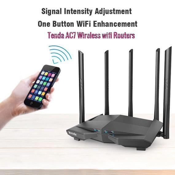 Router Wifi Chuẩn AC1200 Tenda AC7 Đen - Hàng Chính Hãng