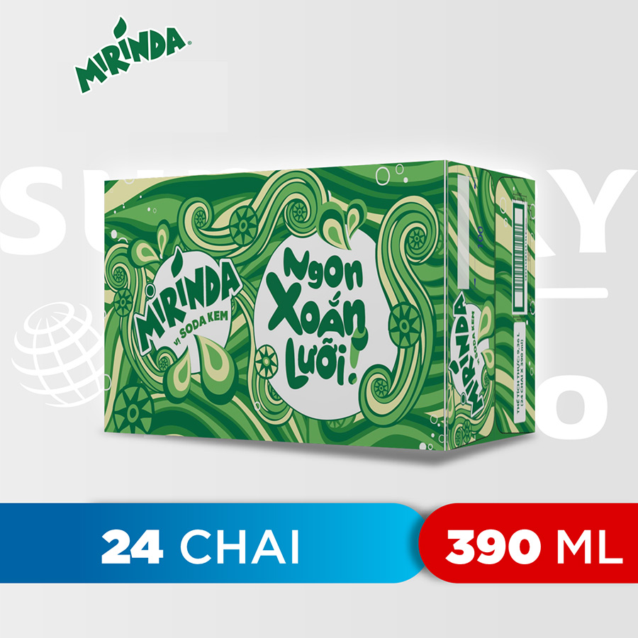 Thùng 24 Chai Nước Giải Khát có Gaz Mirinda Soda Kem (390ml/chai)